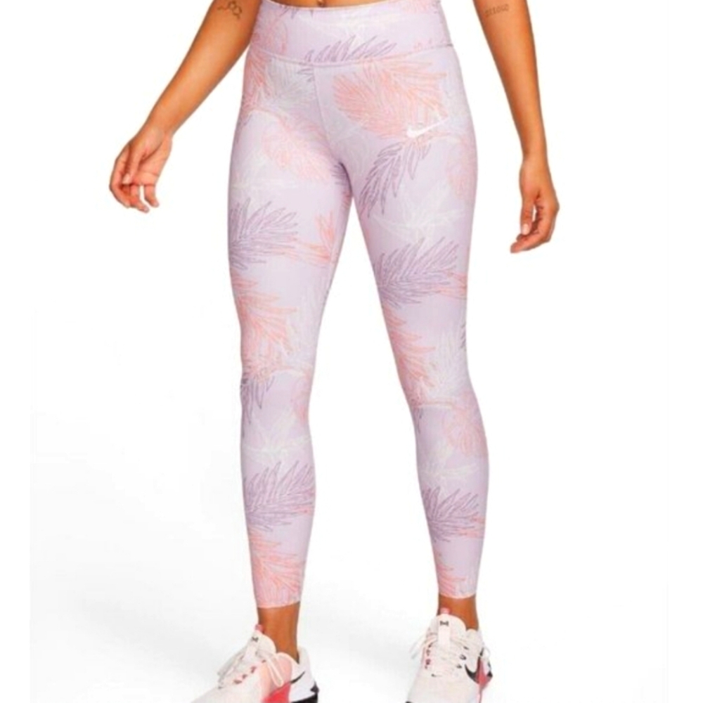 🏷️NIKE Dry-Fit One Luxe Women's Mid-Rise 7/8 Floral Leggings Purple Size L
